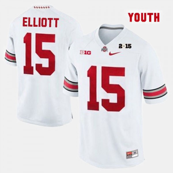 Ohio State Buckeyes Ezekiel Elliott Youth #15 White College Football Jersey 2404OMFK4